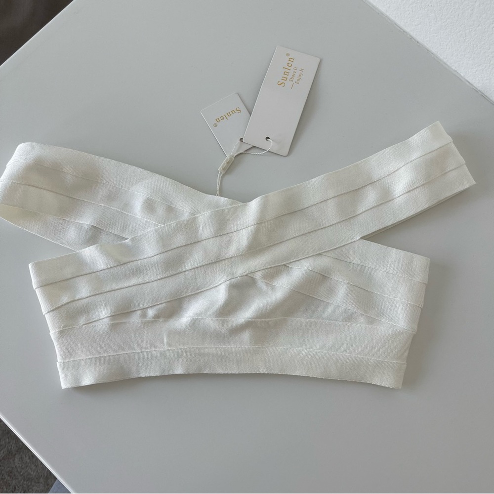 White Bandage Off Shoulder Top